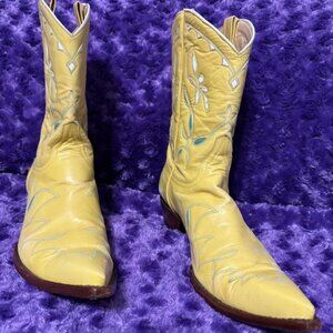 Old Gringo yellow cowboy inlay boots 10B